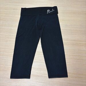 VTG PINK Victoria’s Secret Yoga Pants S Black Foldover Waist Capri Leggings Y2K